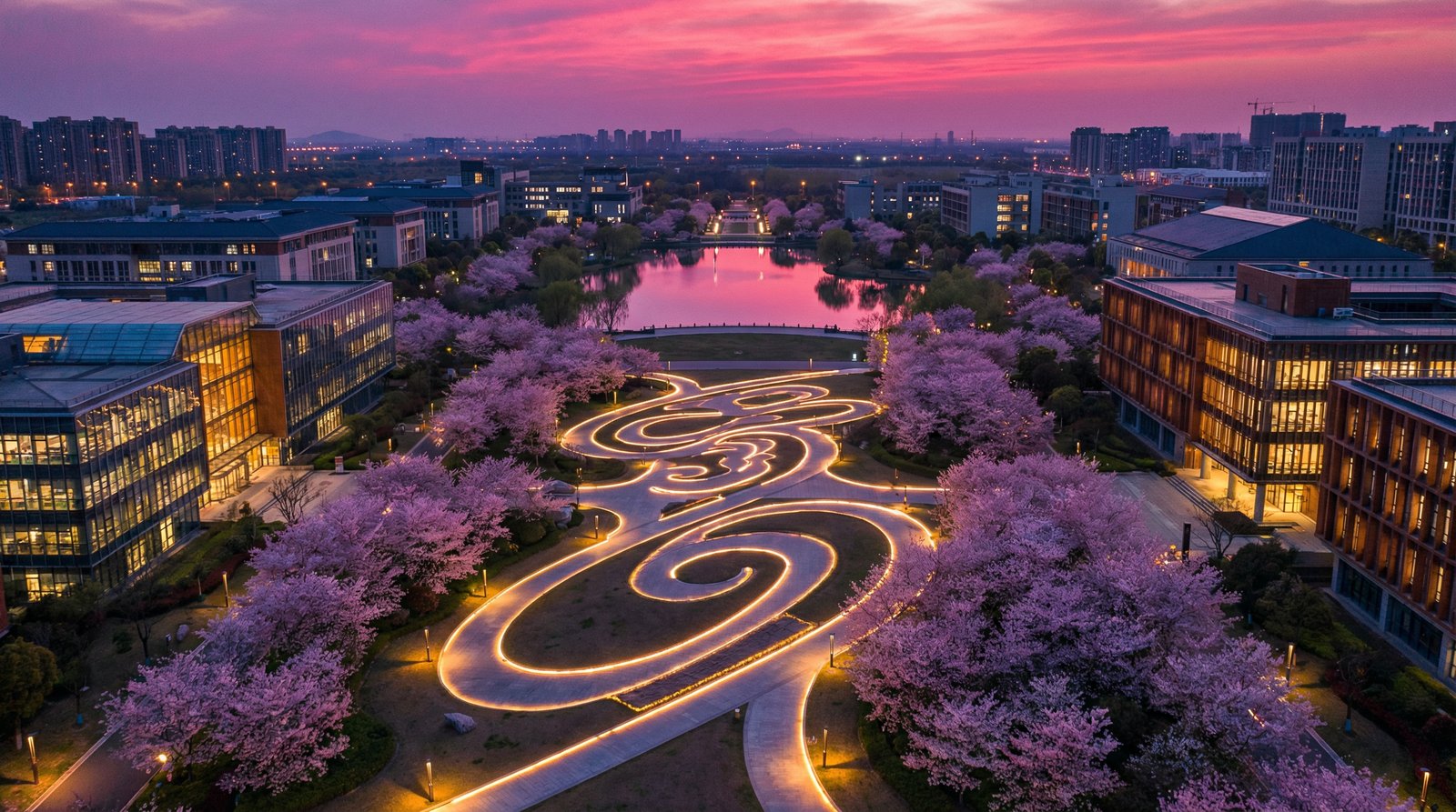 麻豆传媒航拍校园夜景传媒
